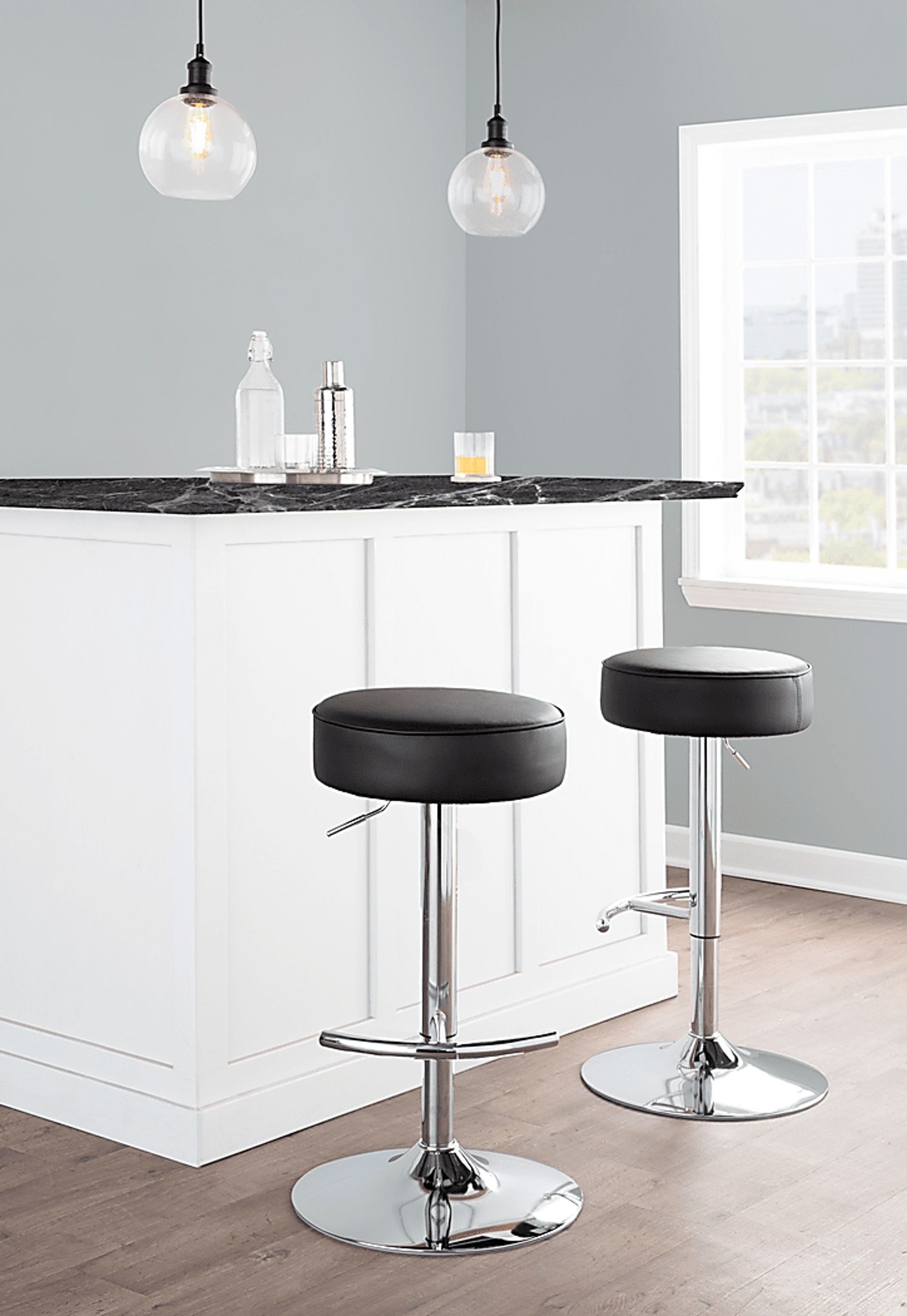Lizlynn II Black Adjustable Barstool, Set of 2 - Image 3