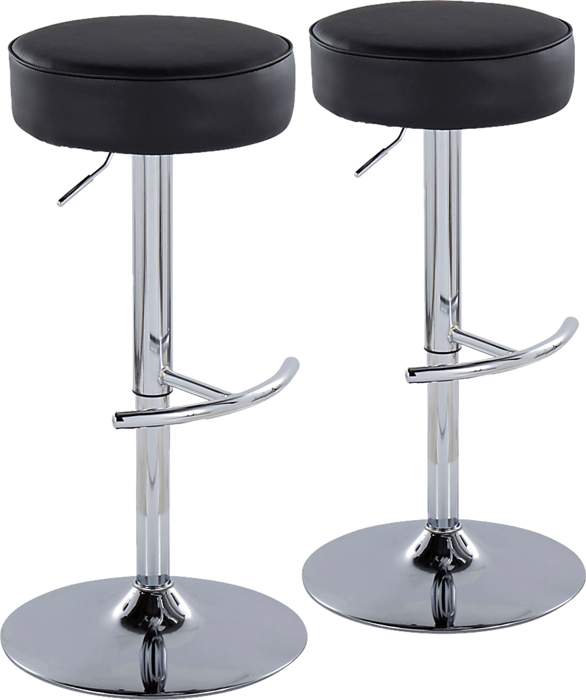 Lizlynn II Black Adjustable Barstool, Set of 2 - Image 1