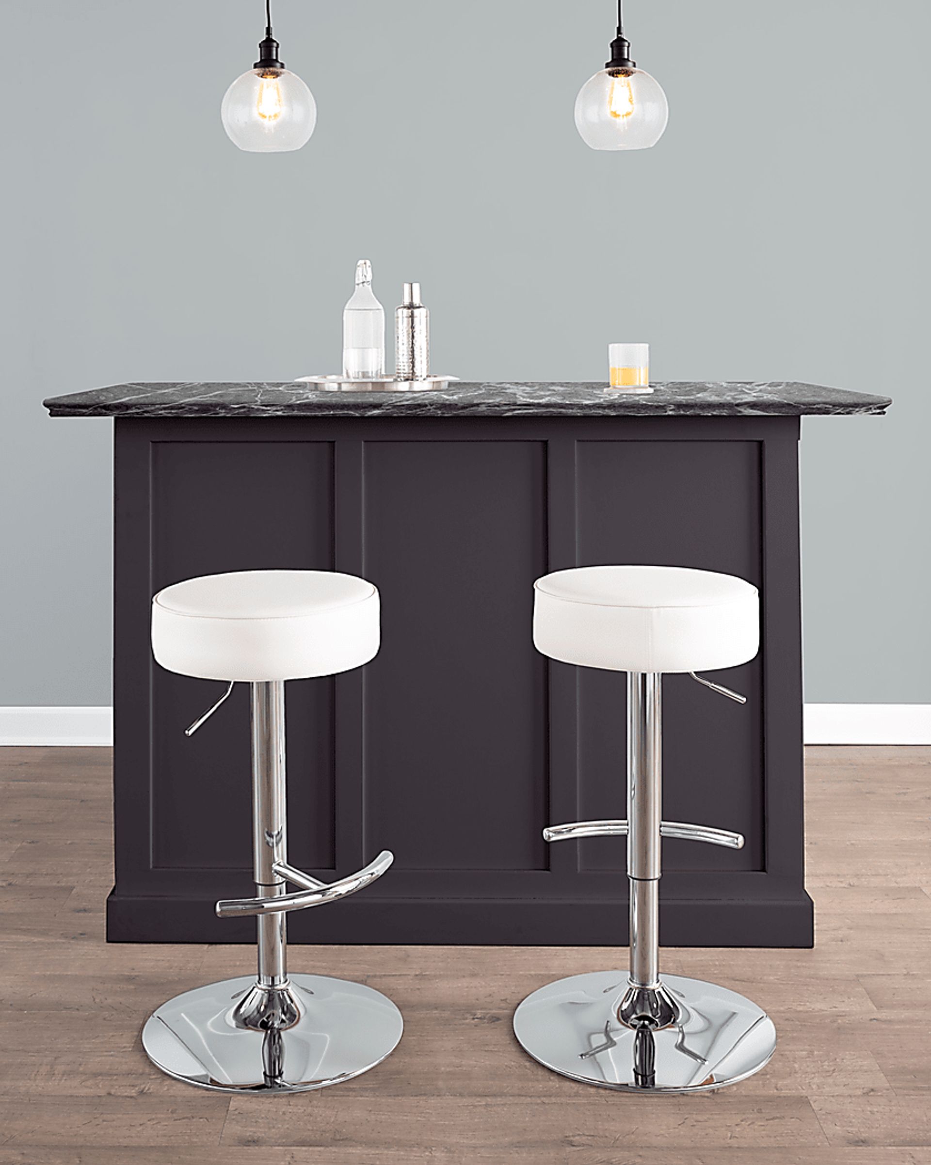 Lizlynn II White Adjustable Barstool, Set of 2 - Image 2