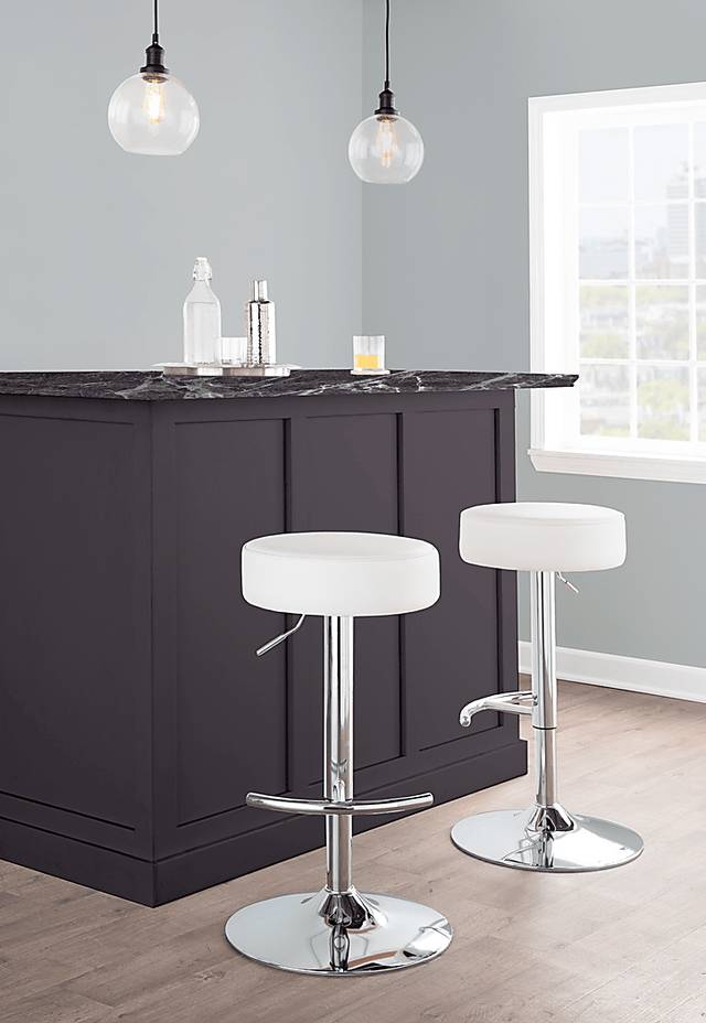 Lizlynn II White Adjustable Barstool, Set of 2 - Thumbnail - Image 3