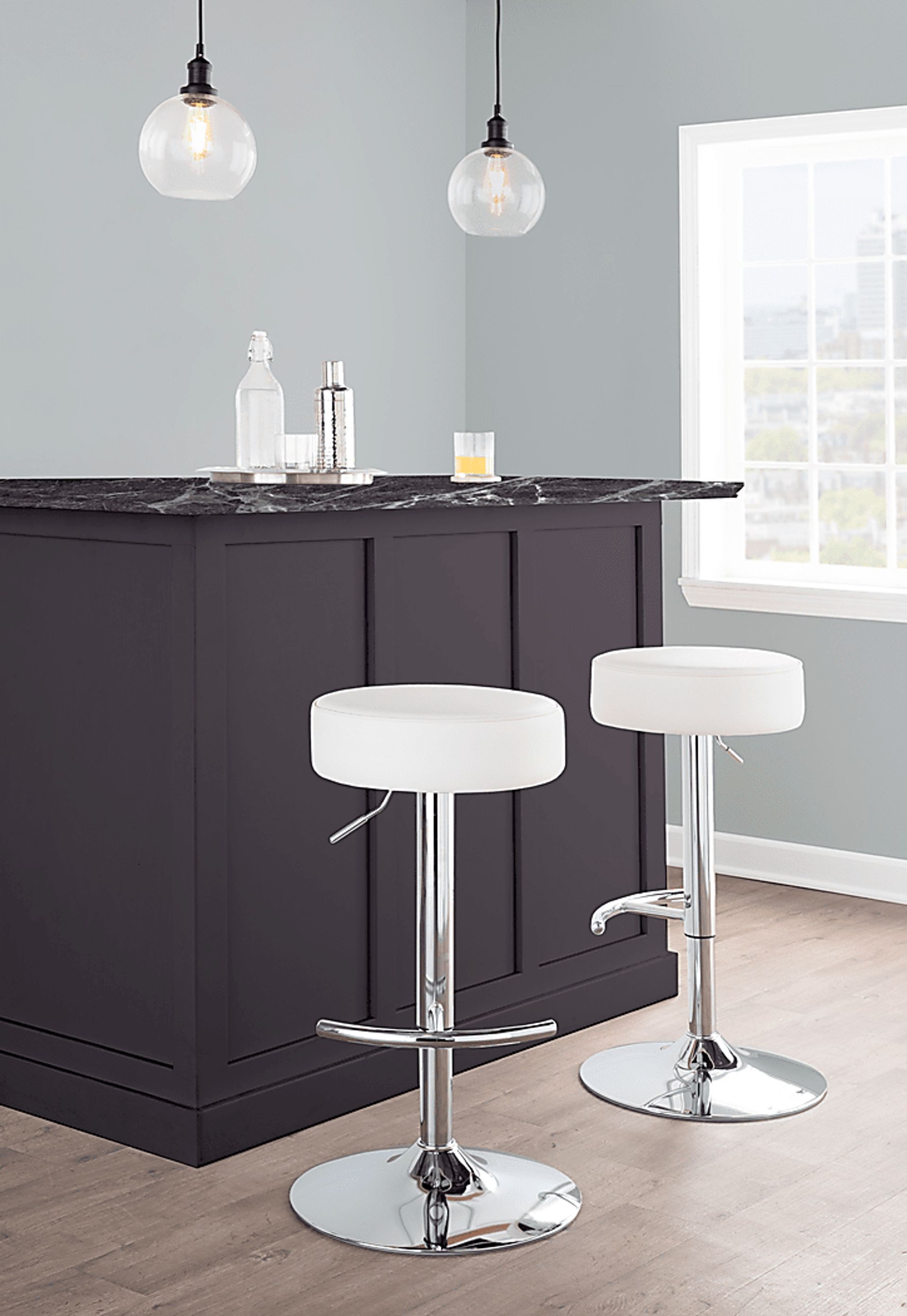 Lizlynn II White Adjustable Barstool, Set of 2 - Image 3