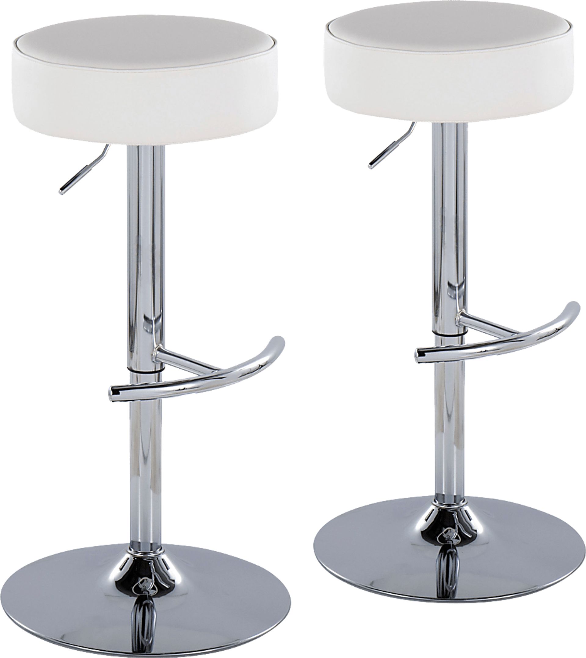 Lizlynn II White Adjustable Barstool, Set of 2 - Image 1
