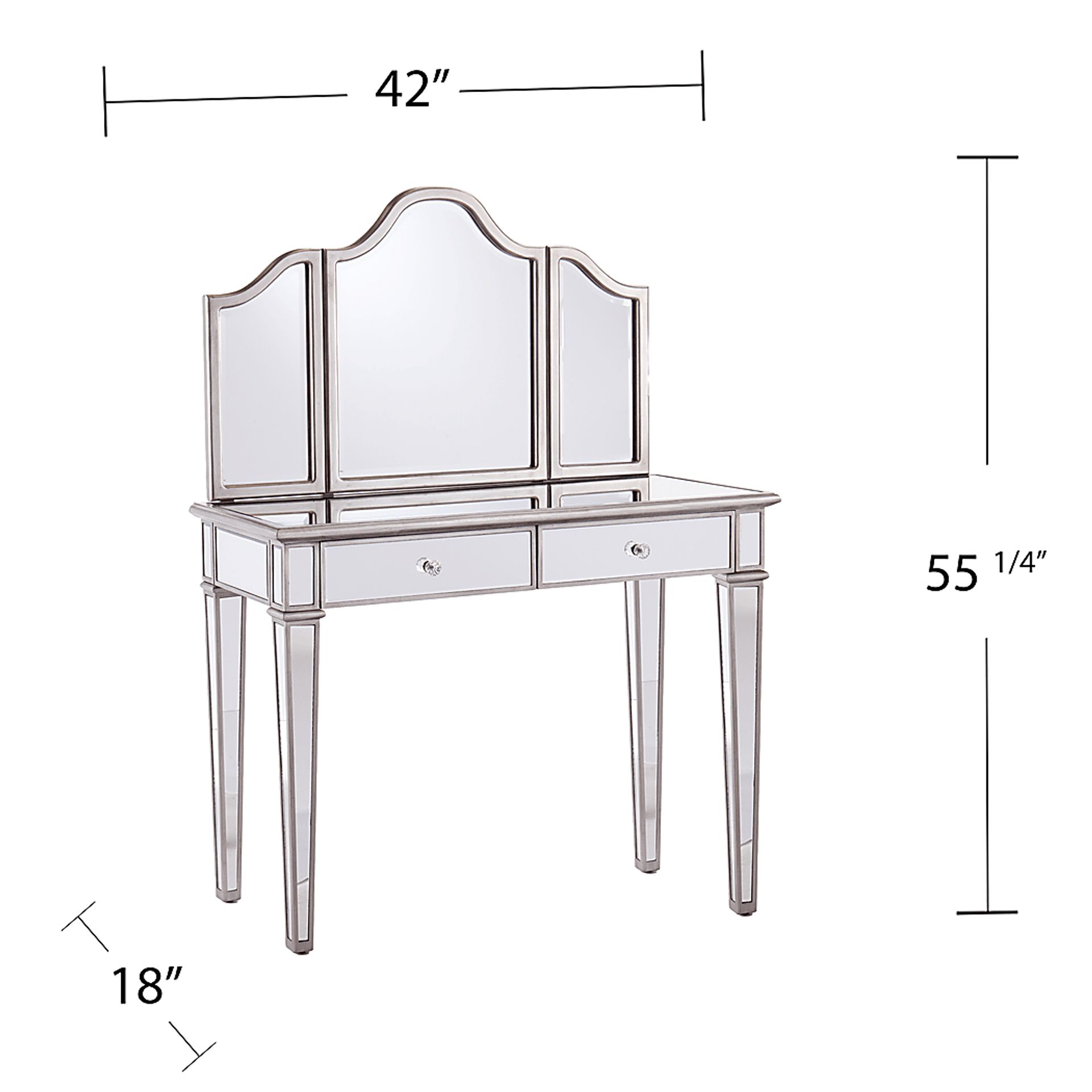 Llanfair Silver Vanity with Mirror 2pc Set - Image 7