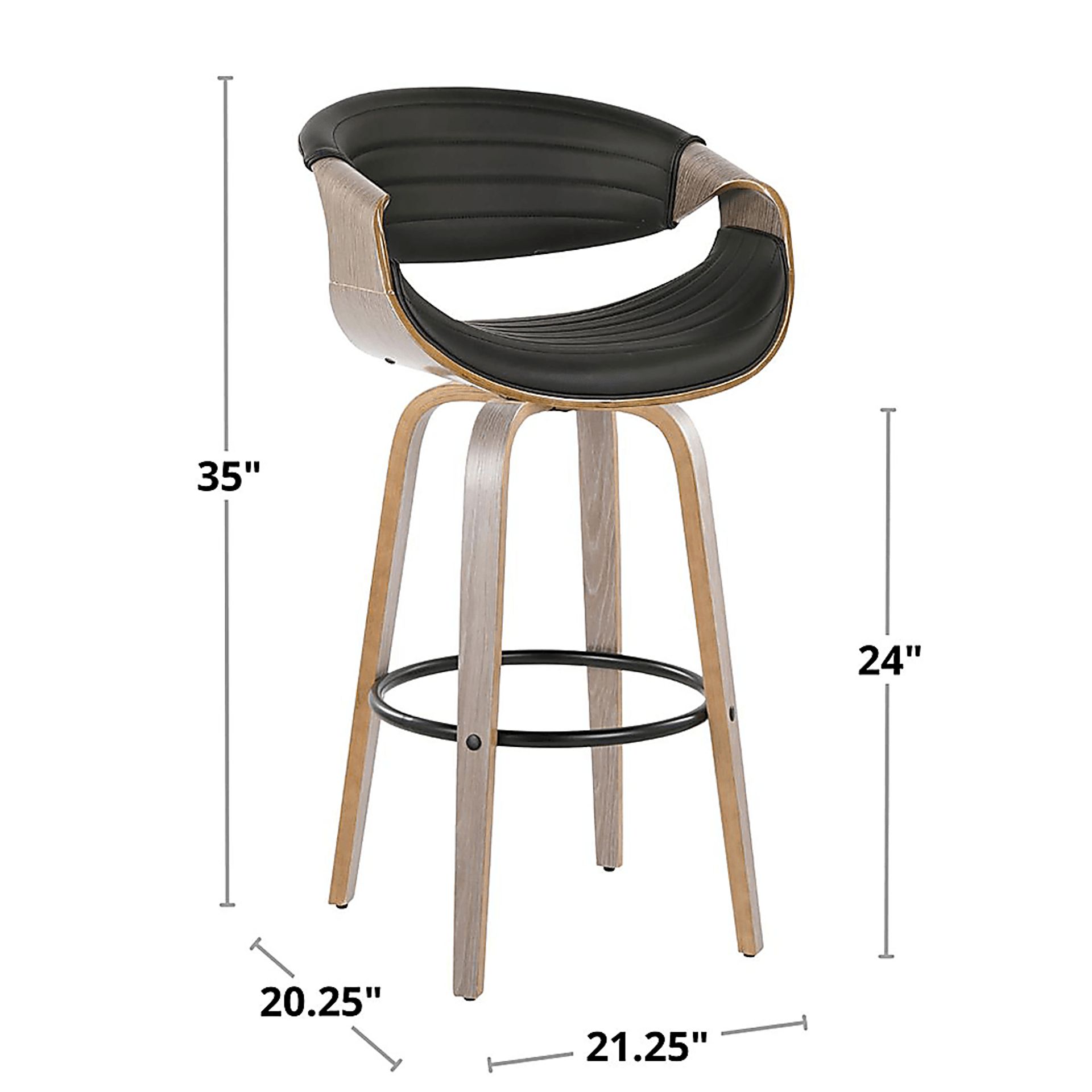 Loblolly I Black Swivel Barstool, Set of 2 - Image 11