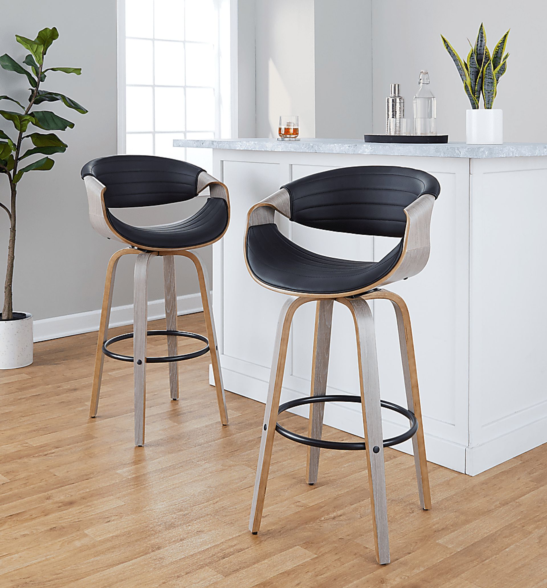 Loblolly I Black Swivel Barstool, Set of 2 - Image 2