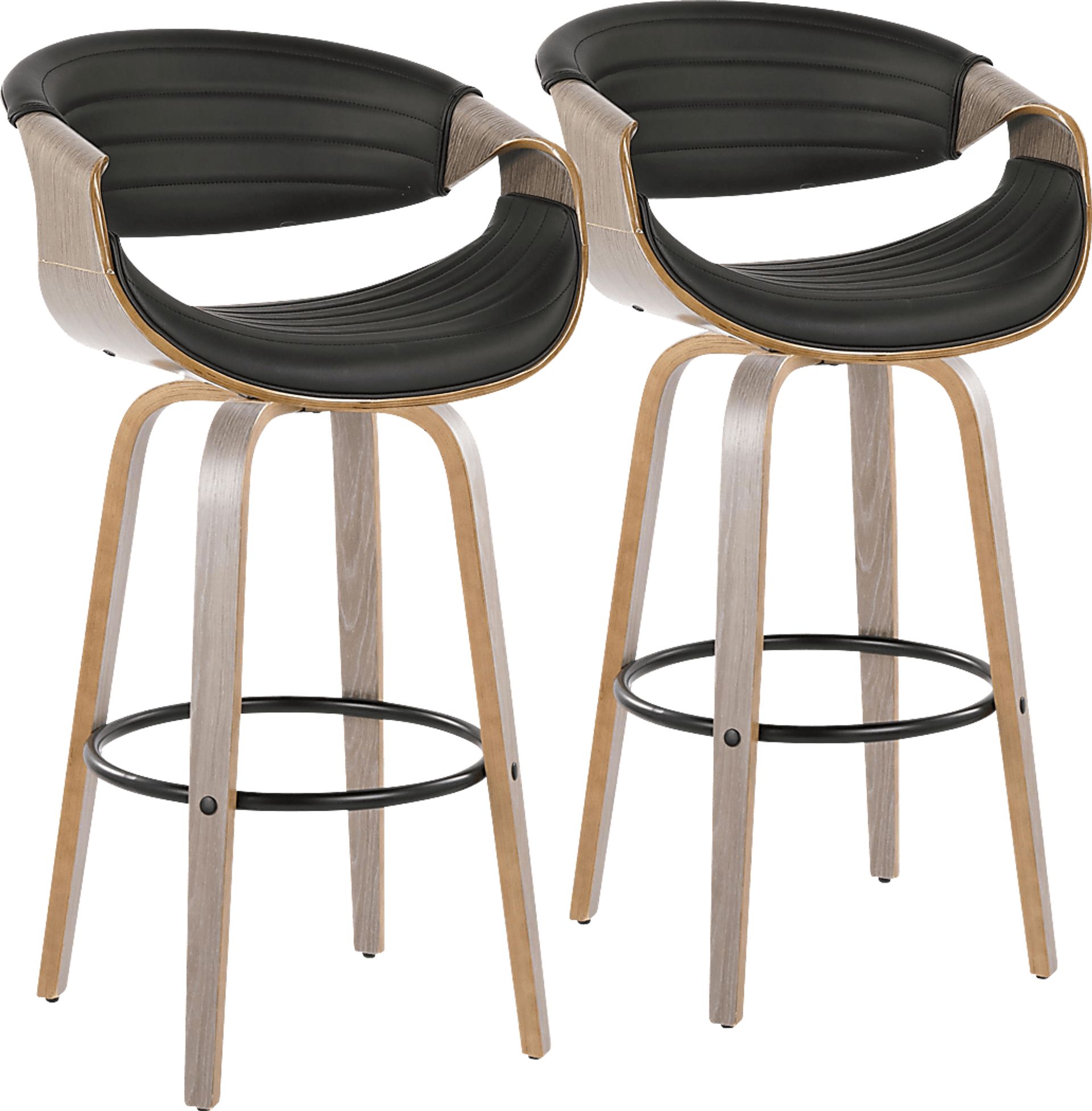Loblolly I Black Swivel Barstool, Set of 2 - Image 1