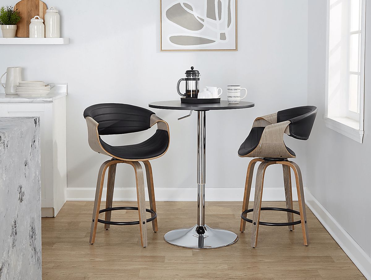 Loblolly I Light Gray Black Polyurethane Fabric Swivel Counter