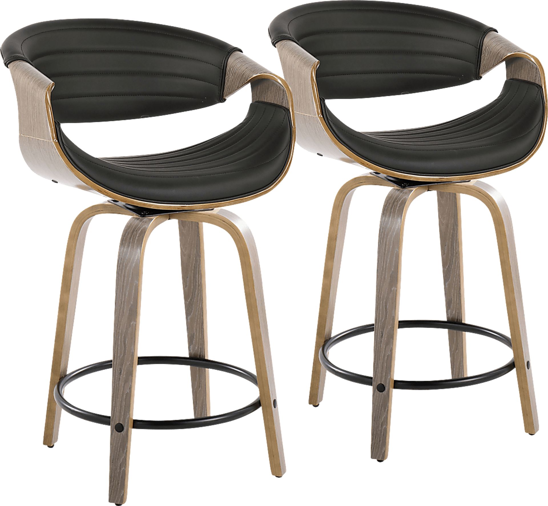 Loblolly I Black Swivel Counter Height Stool, Set of 2 - Image 1