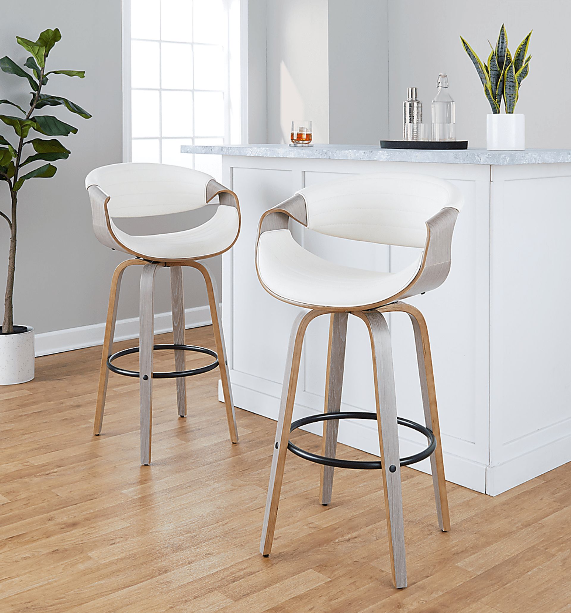 Loblolly I White Swivel Barstool, Set of 2 - Image 2