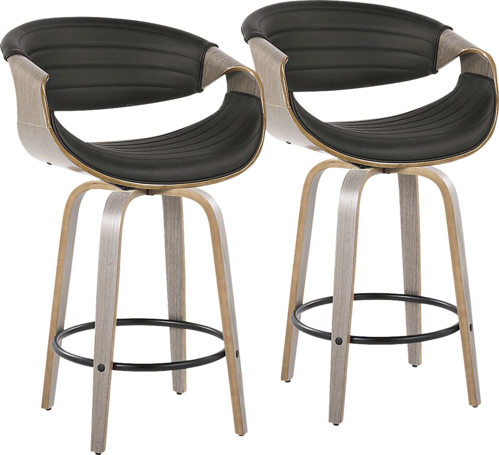 Loblolly IV Black Swivel Counter Height Stool, Set of 2 - Image 1