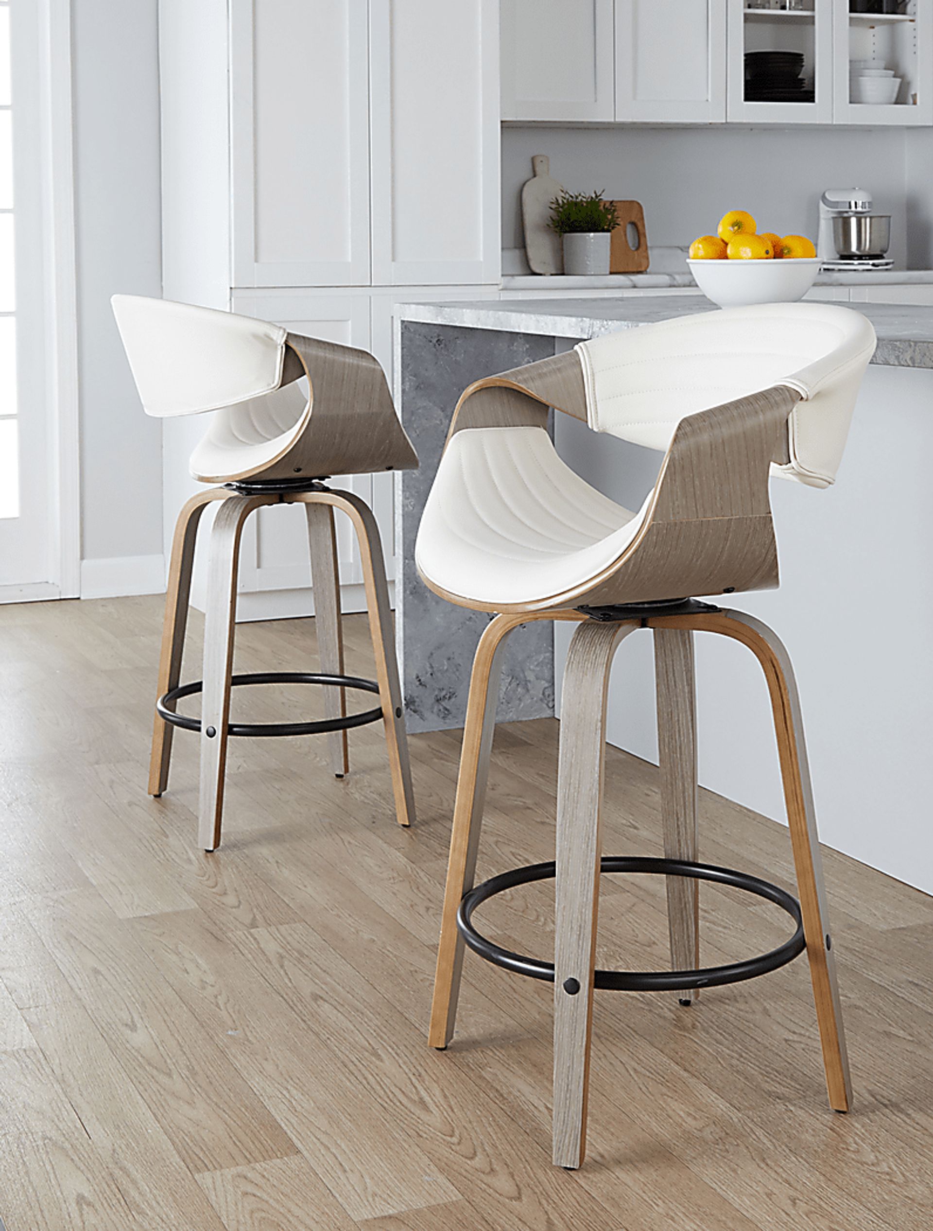 Loblolly IV White Swivel Counter Height Stool, Set of 2 - Image 2