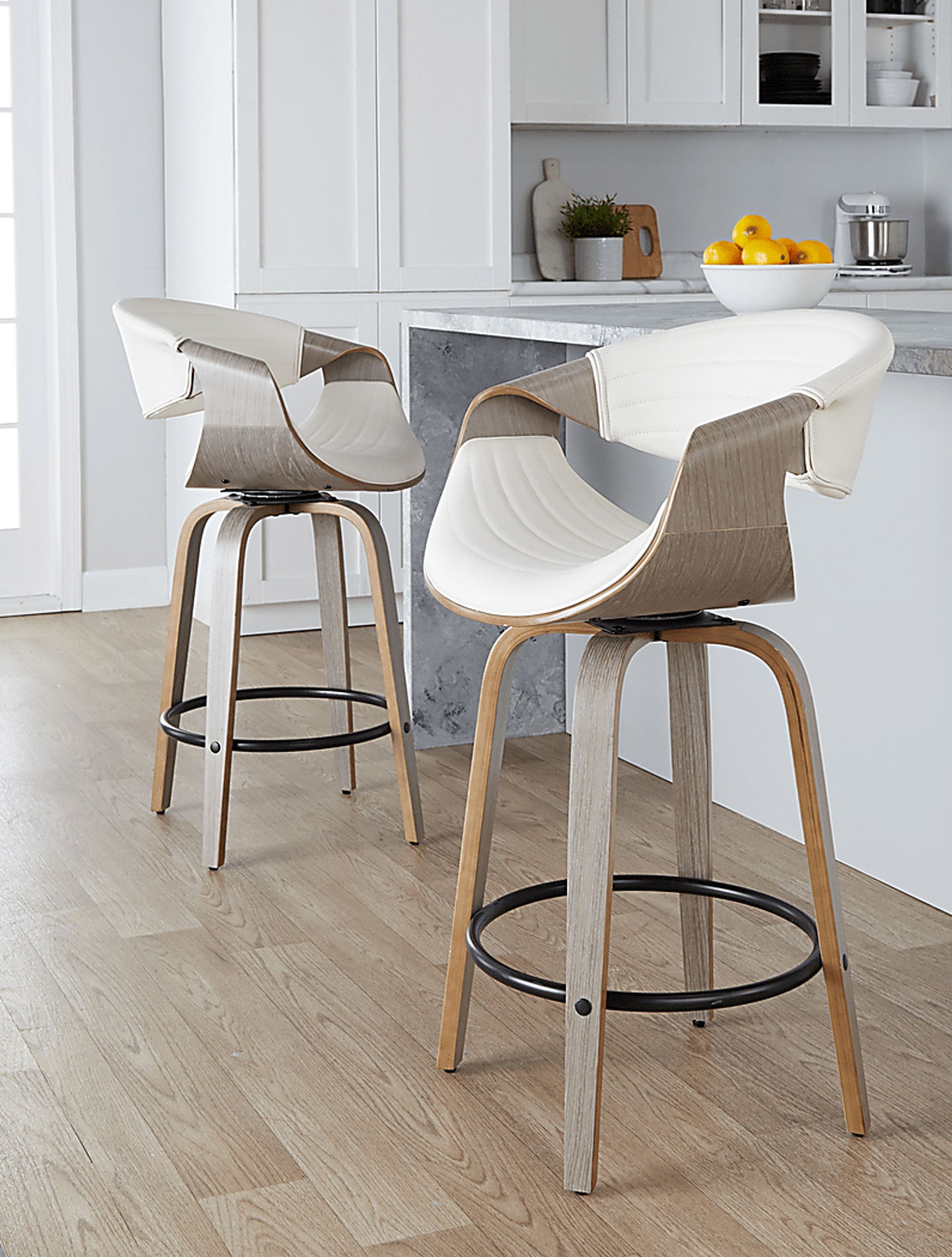 Loblolly IV White Swivel Counter Height Stool, Set of 2 - Image 9