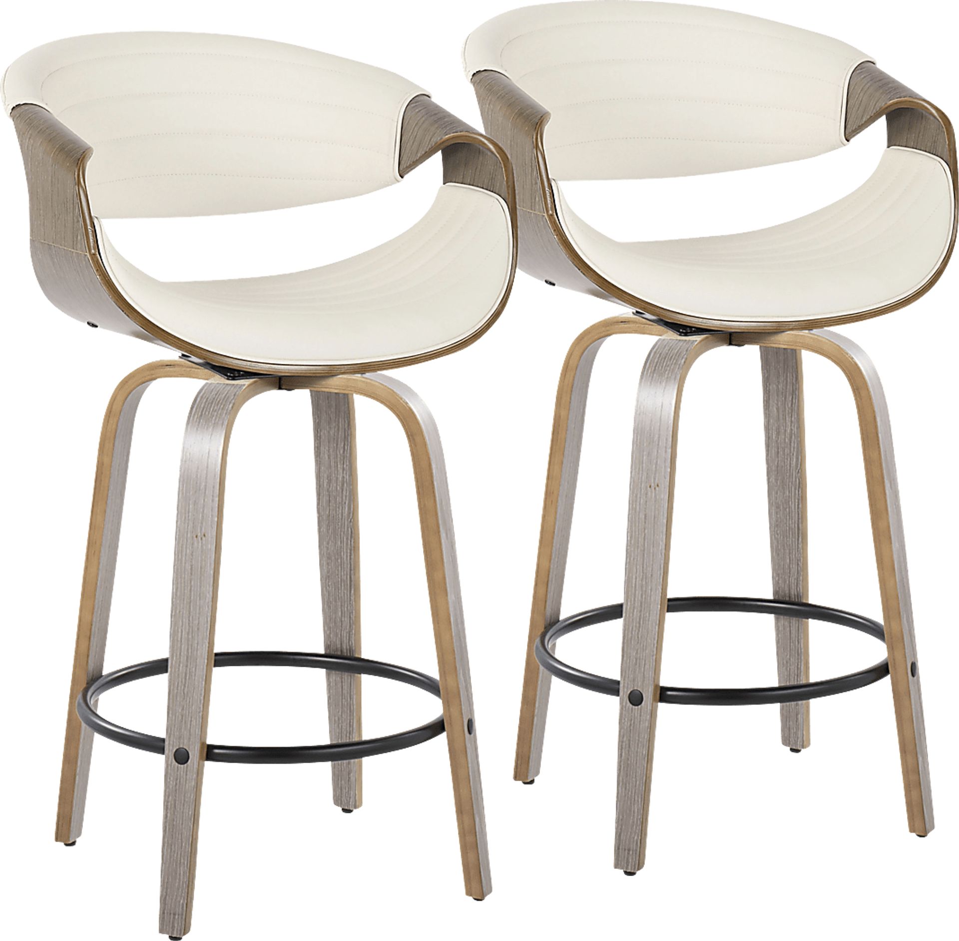 Loblolly IV White Swivel Counter Height Stool, Set of 2 - Image 1