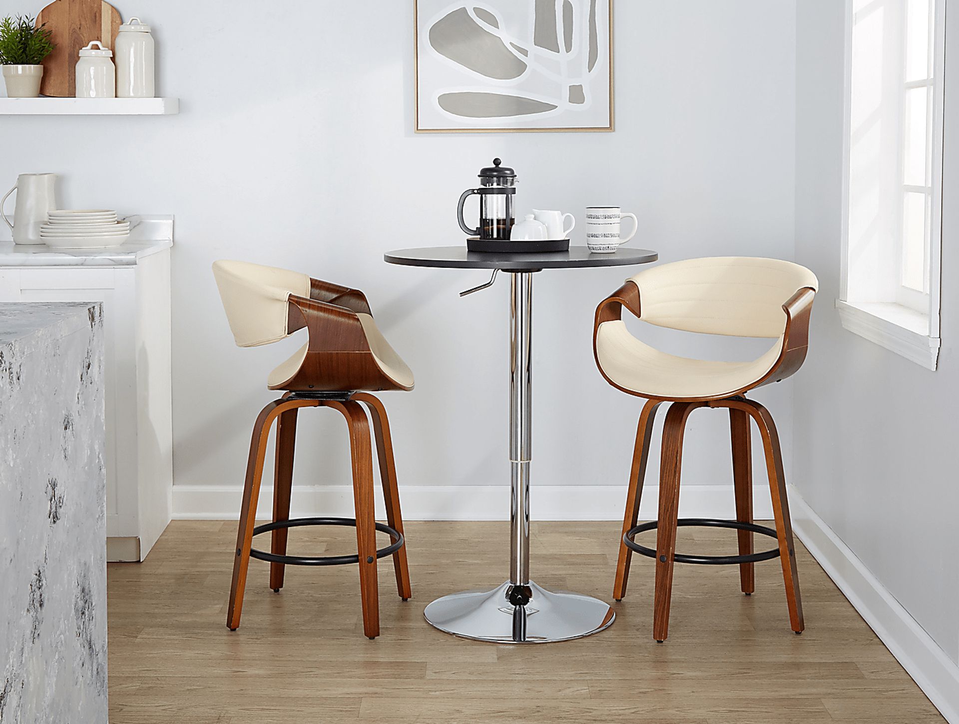 Loblolly V Cream Swivel Counter Height Stool, Set of 2 - Image 2
