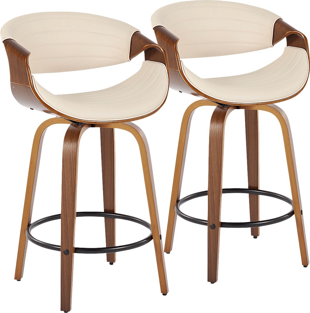 Loblolly V Cream Swivel Counter Height Stool, Set of 2