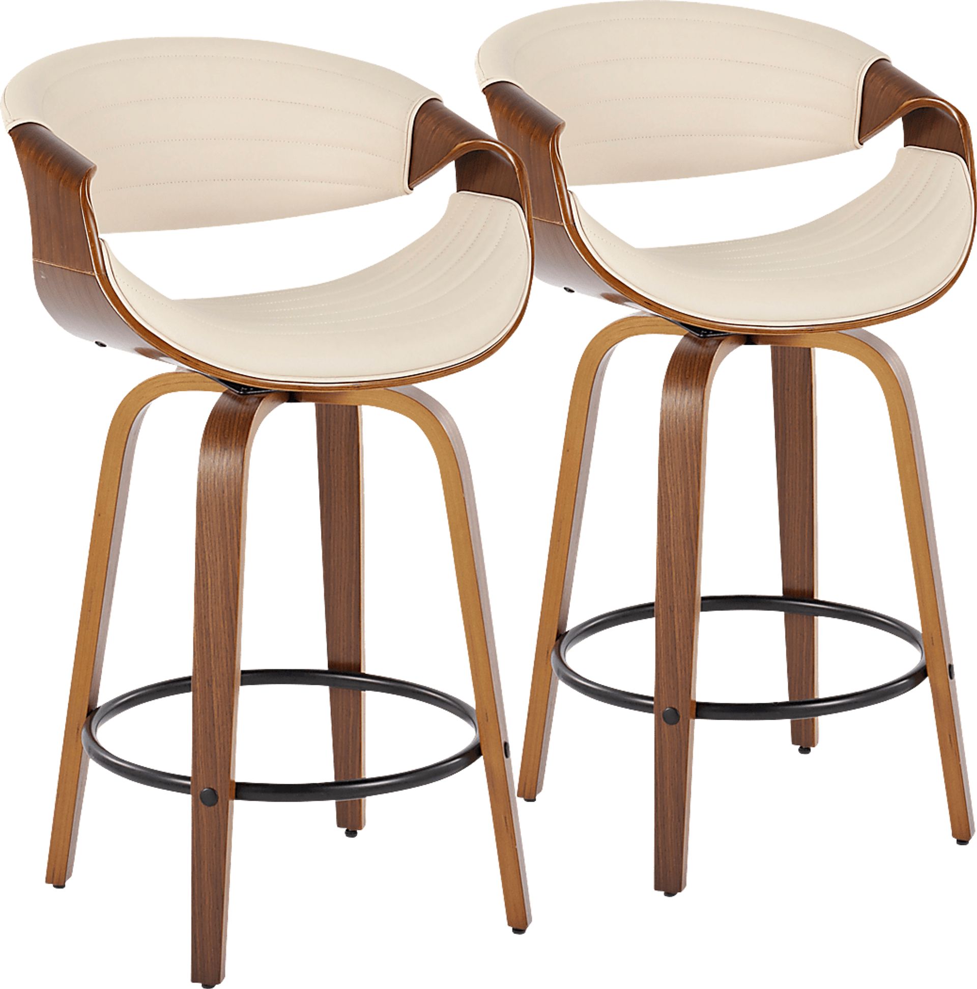 Loblolly V Cream Swivel Counter Height Stool, Set of 2 - Image 1