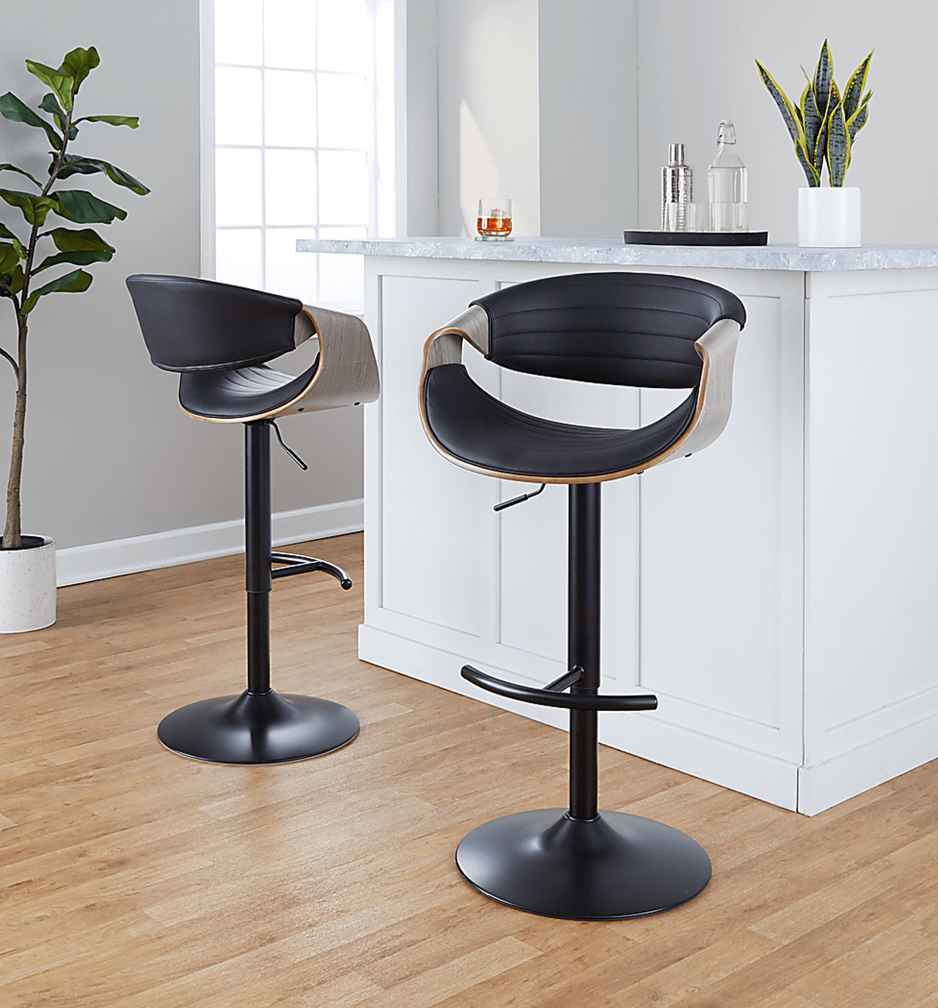 Loblolly X Black Adjustable Barstool, Set of 2 - Image 2