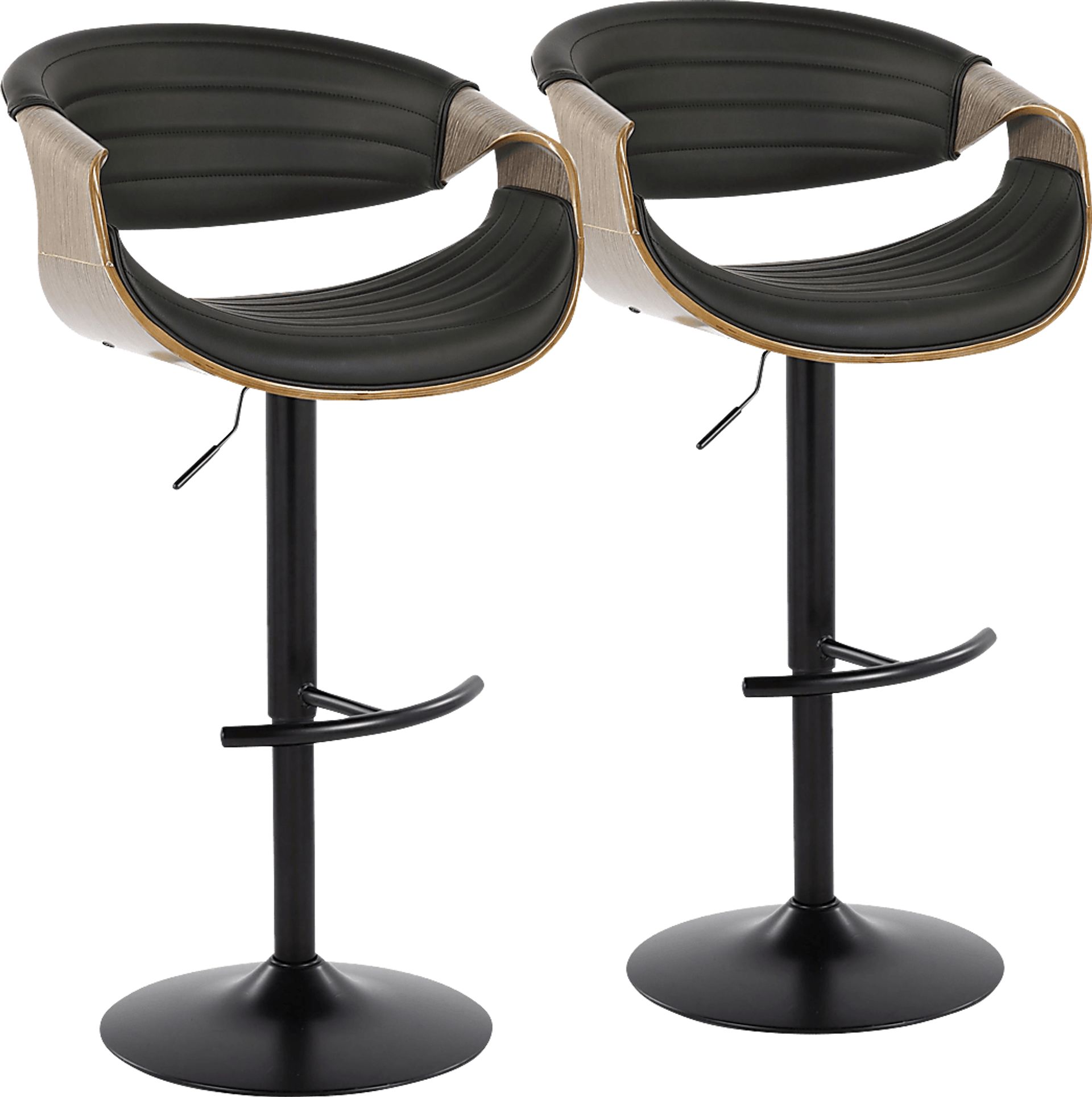 Loblolly X Black Adjustable Barstool, Set of 2 - Image 1