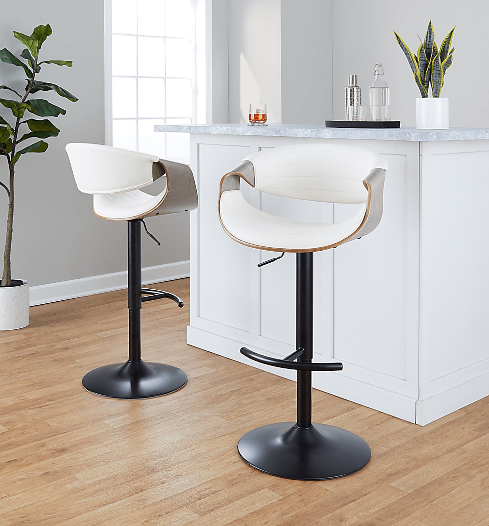 Loblolly X White Adjustable Barstool, Set of 2 - Image 2