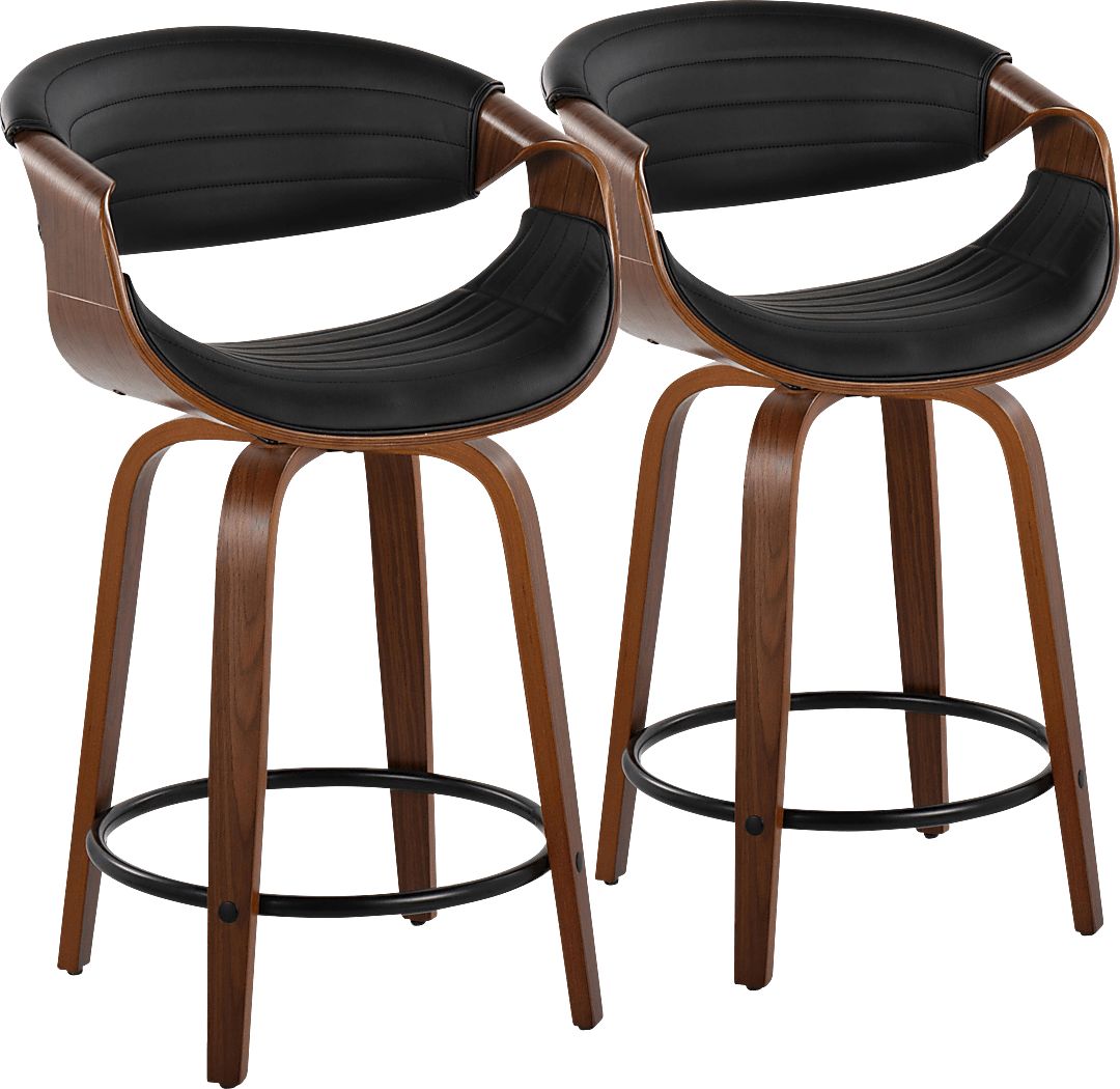 Lobolly II Black Swivel Counter Height Stool, Set of 2