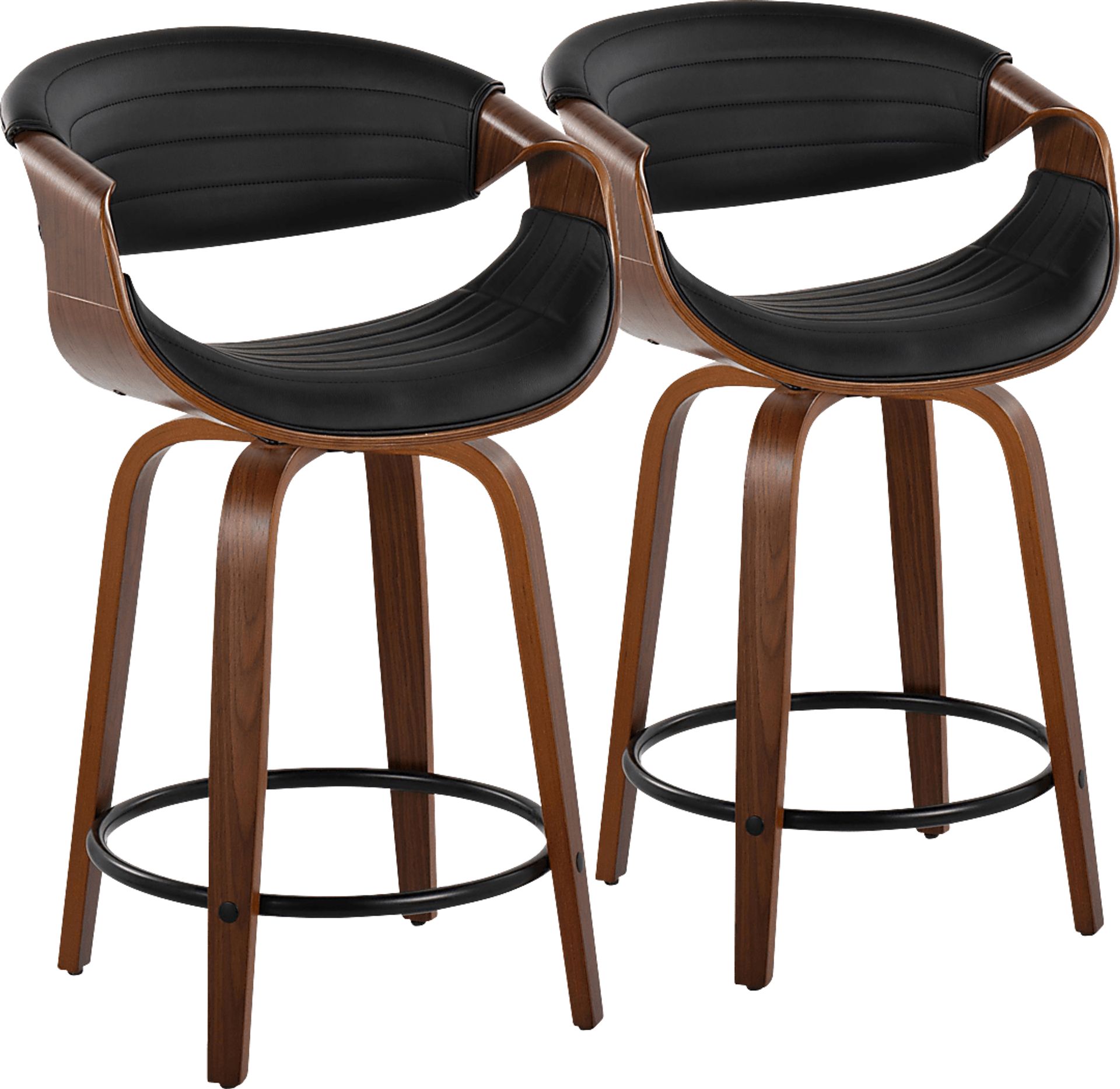 Lobolly II Black Swivel Counter Height Stool, Set of 2 - Image 1
