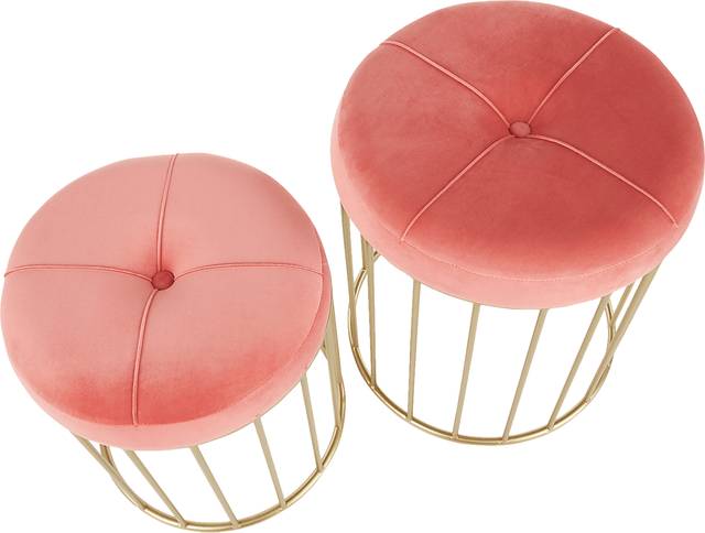 Lockerbie Pink Ottoman, Set of 2 - Thumbnail - Image 2