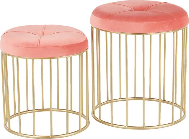 Lockerbie Pink Ottoman, Set of 2 - Thumbnail - Image 1