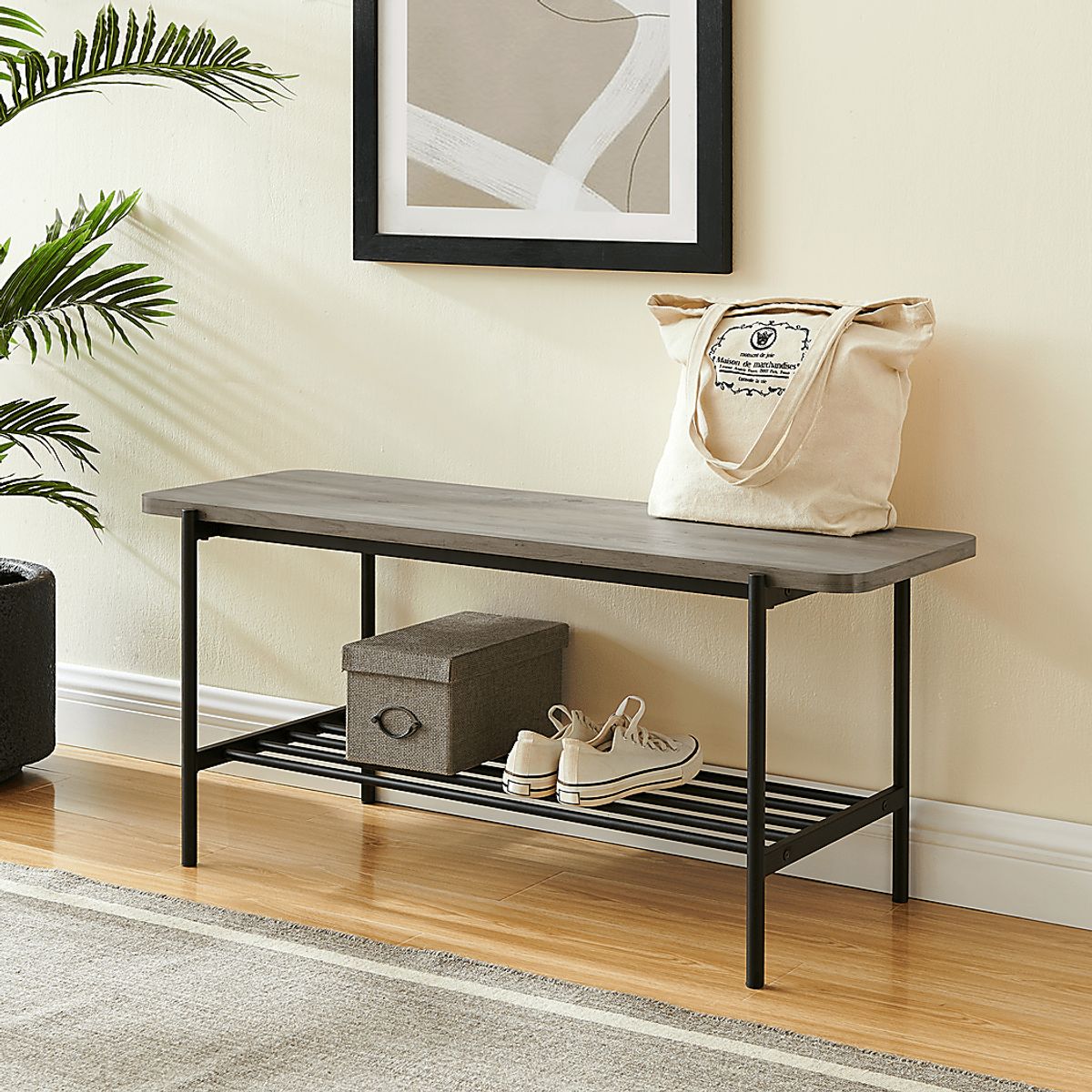 Lockrow Gray Accent Bench | Rooms to Go