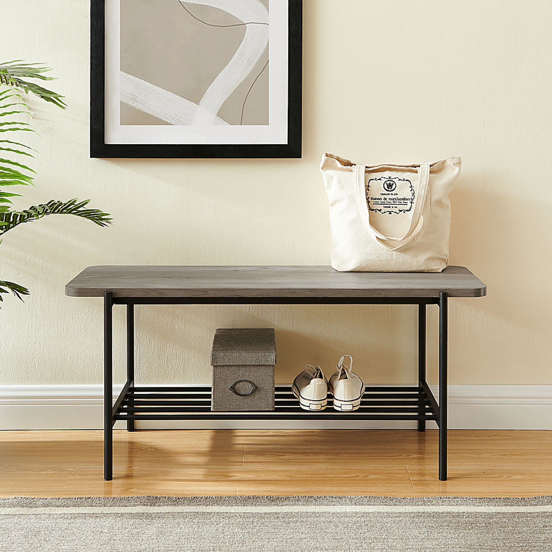 Lockrow Gray Accent Bench - Image 4