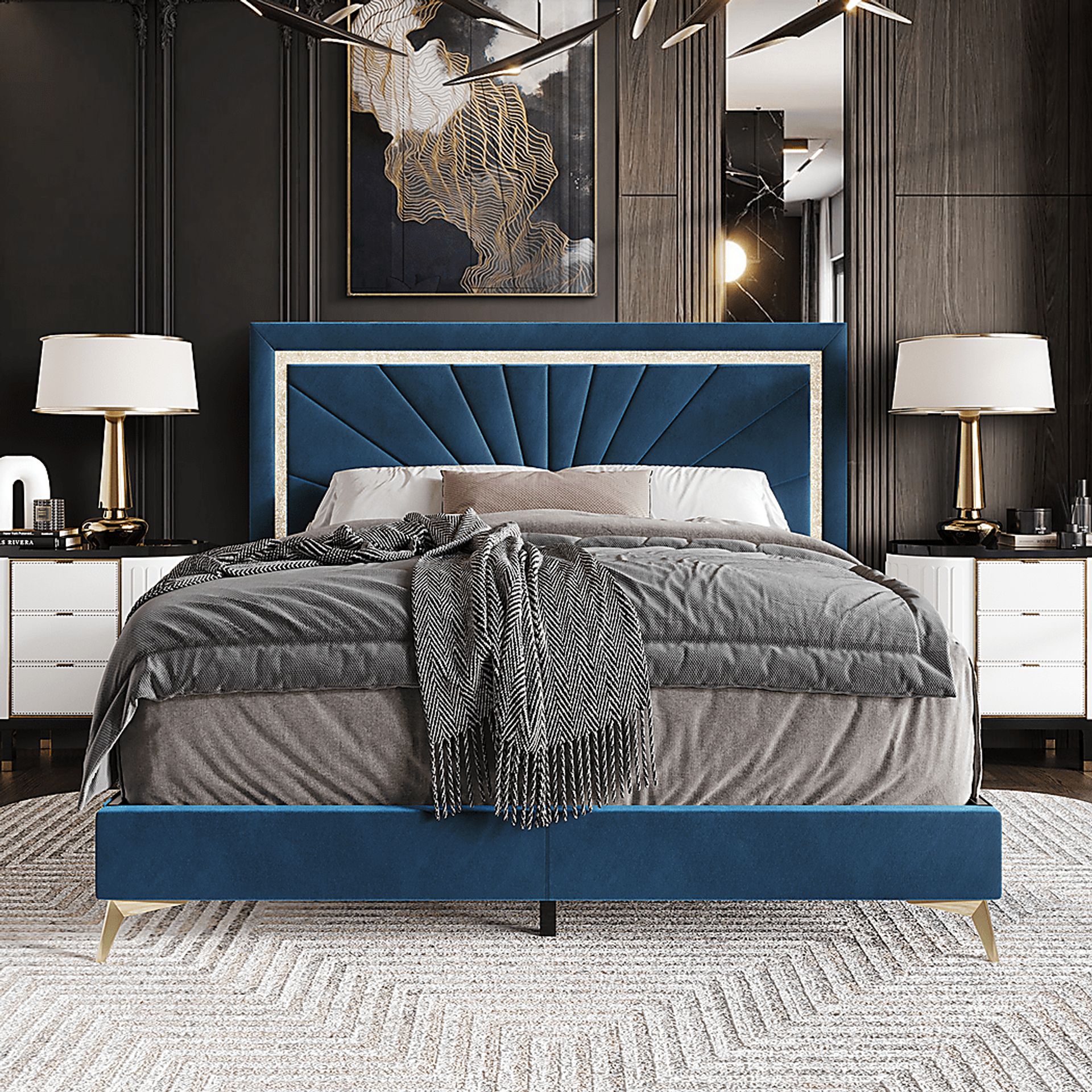 Locust Navy Blue Queen Bed - Image 2