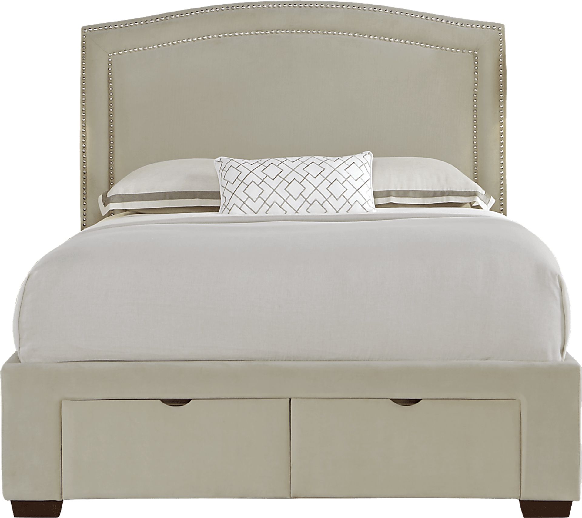 Loden Beige 3 Pc King Upholstered Bed with 2 Drawer Storage - Image 1