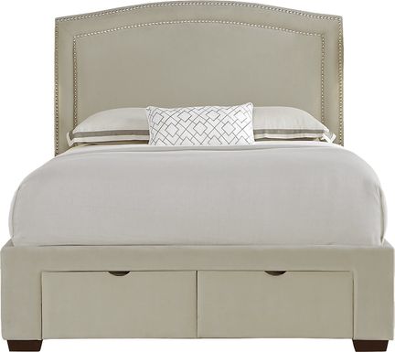 Loden Beige 3 Pc Queen Upholstered Bed with 2 Drawer Storage