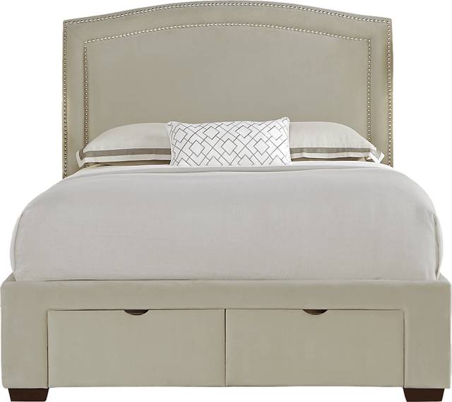 Loden Beige 3 Pc Queen Upholstered Bed with 2 Drawer Storage - Thumbnail - Image 1