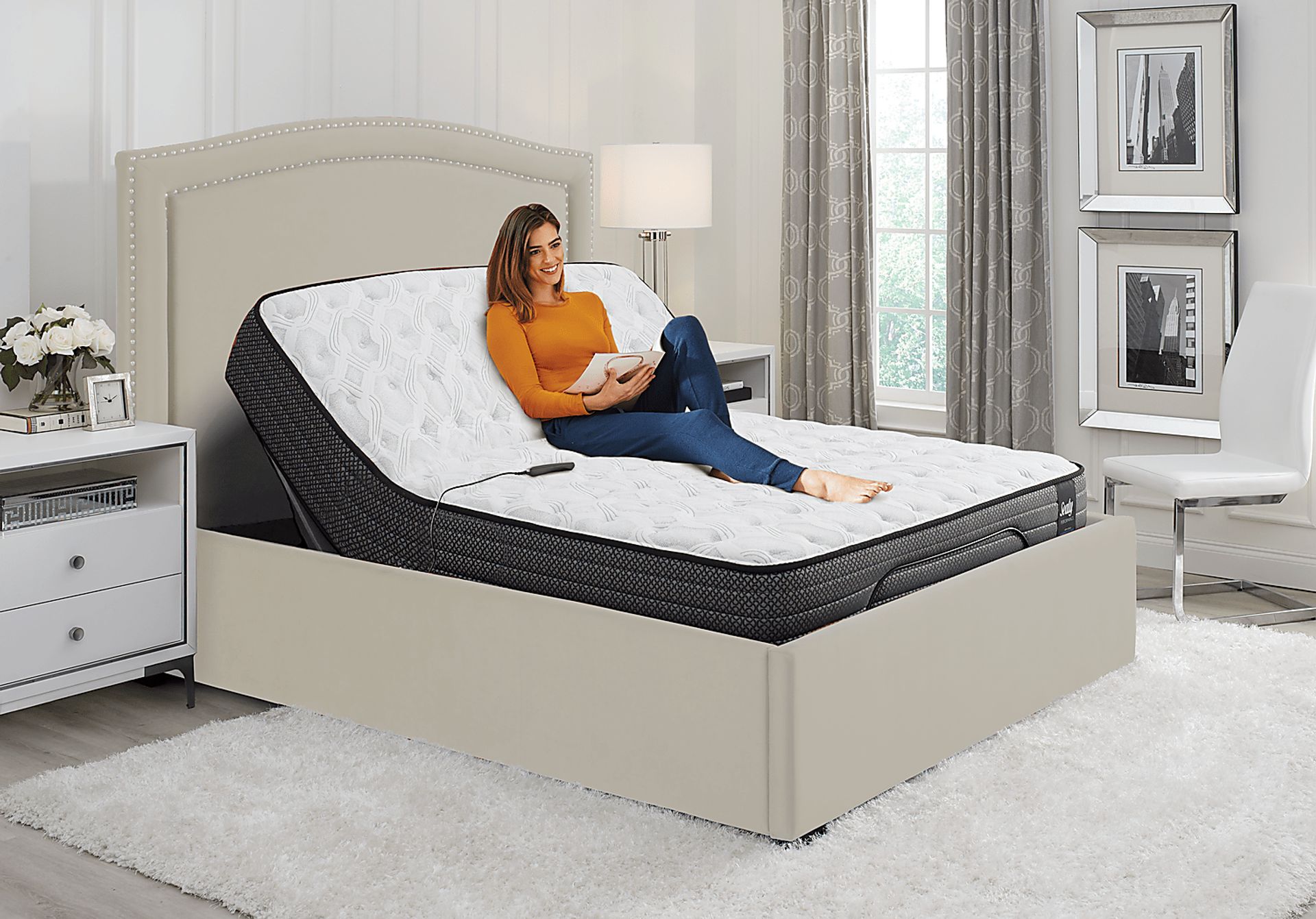 Loden 5 Pc Beige Colors Light Wood White Bed Mattress Set