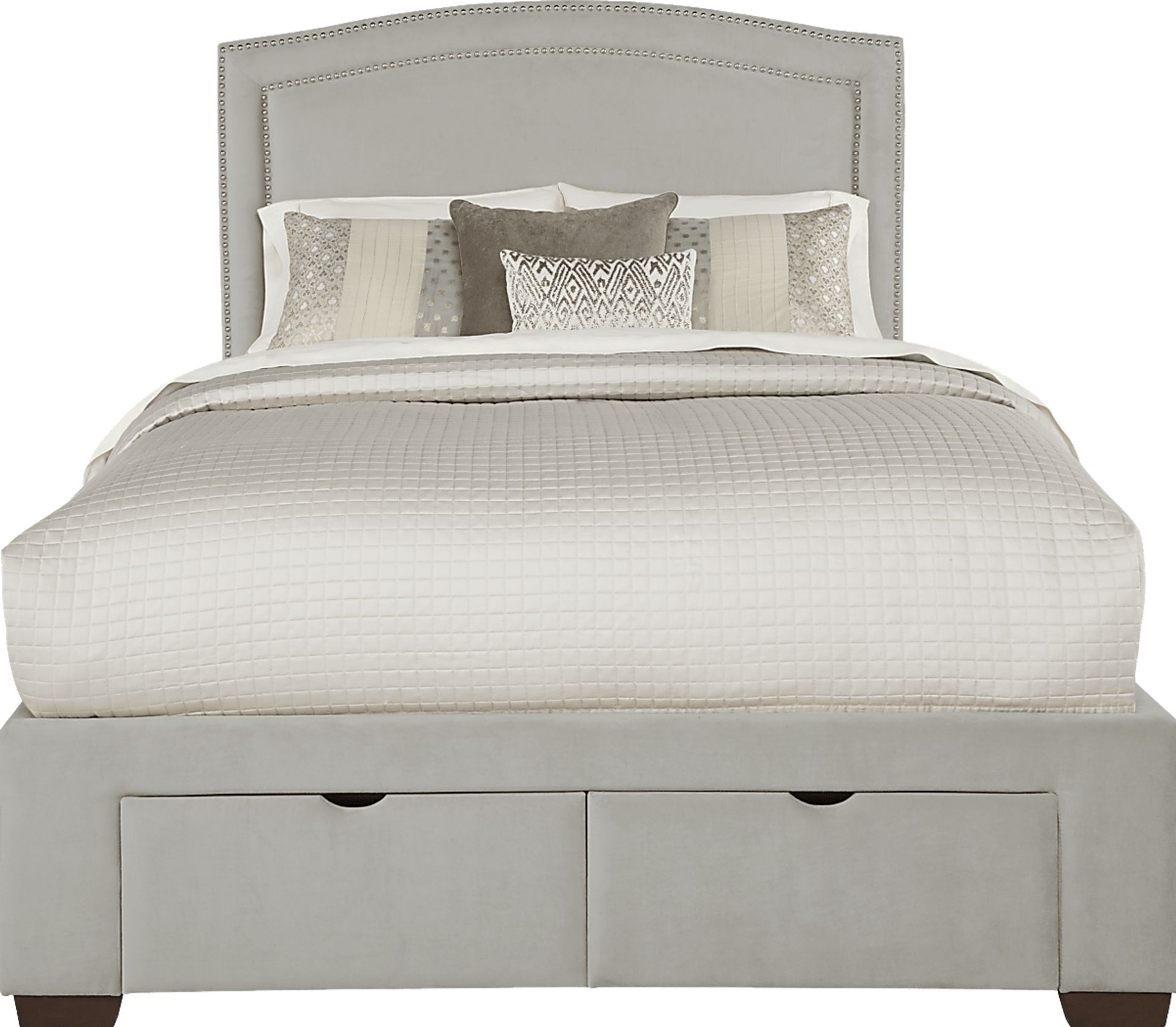 Loden Gray 3 Pc King Upholstered Bed with 2 Drawer Storage - Image 1