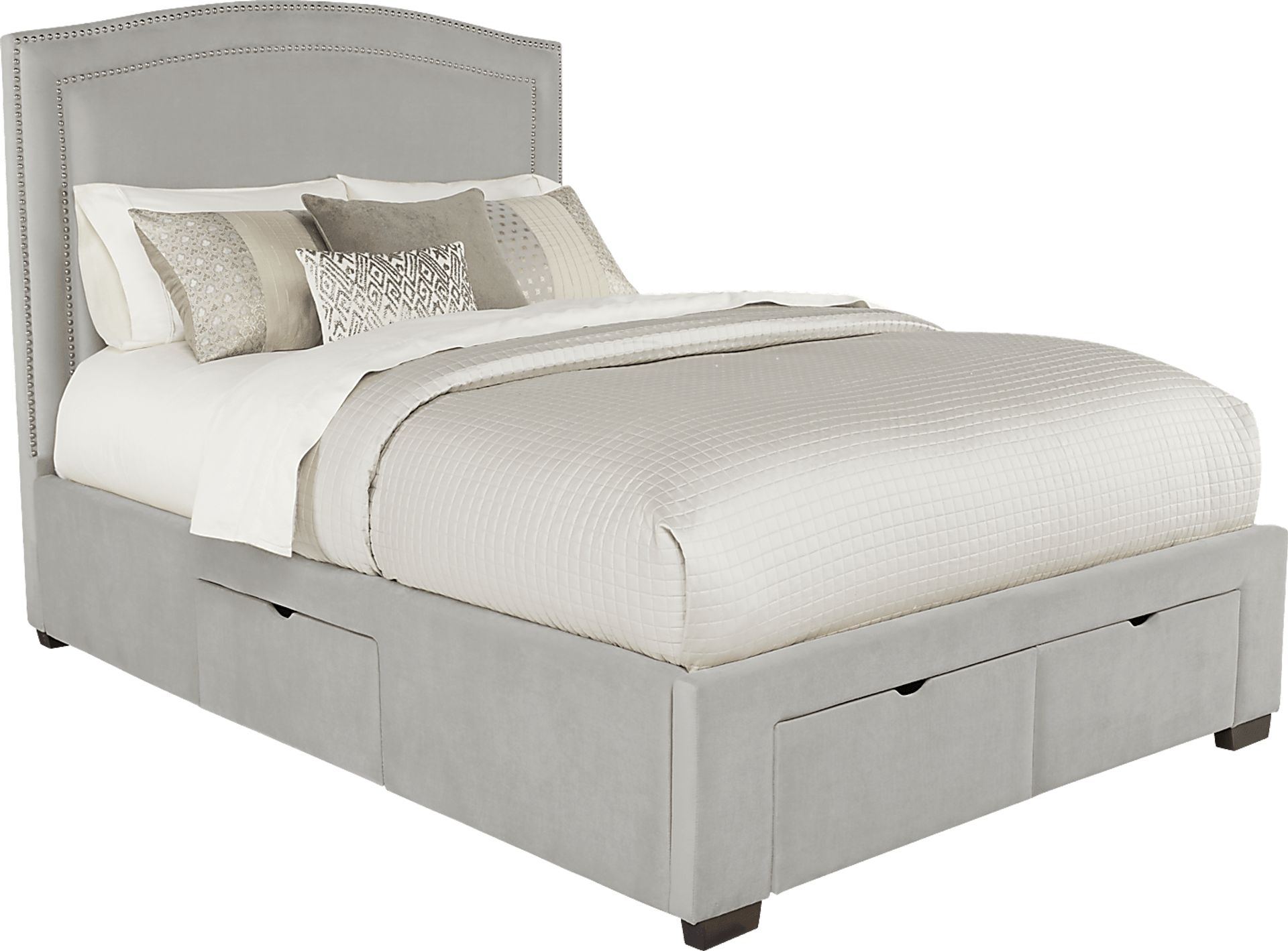 Loden Gray 3 Pc Queen Upholstered Bed with 4 Drawer Storage - Image 1