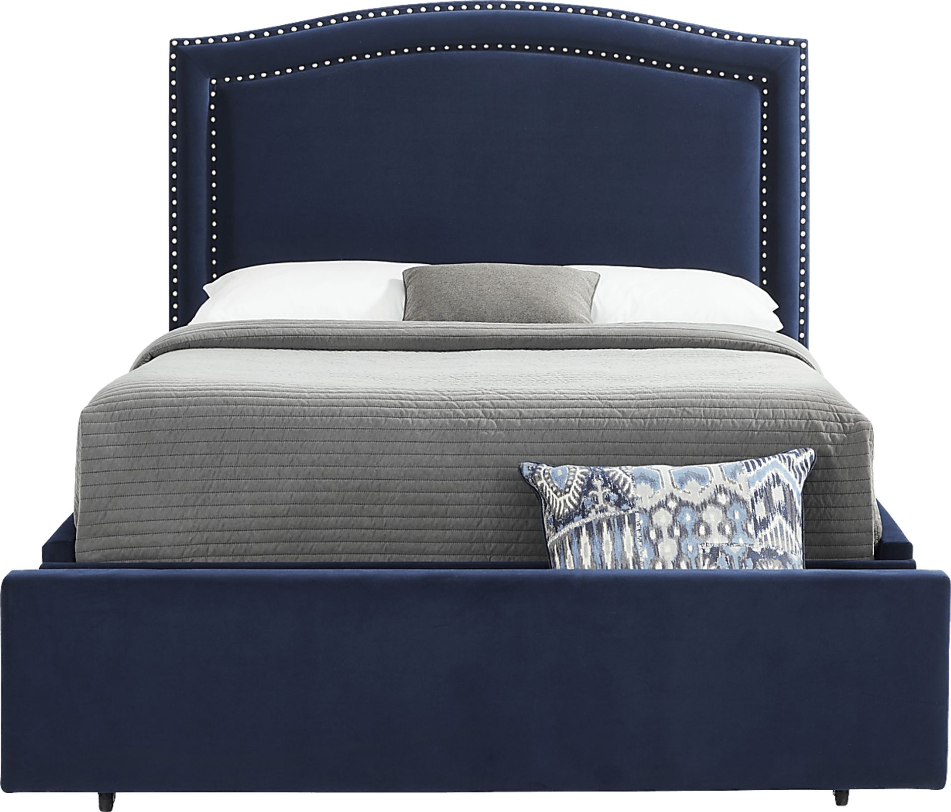 Loden II Blue 3 Pc King Upholstered Storage Bed - Image 1