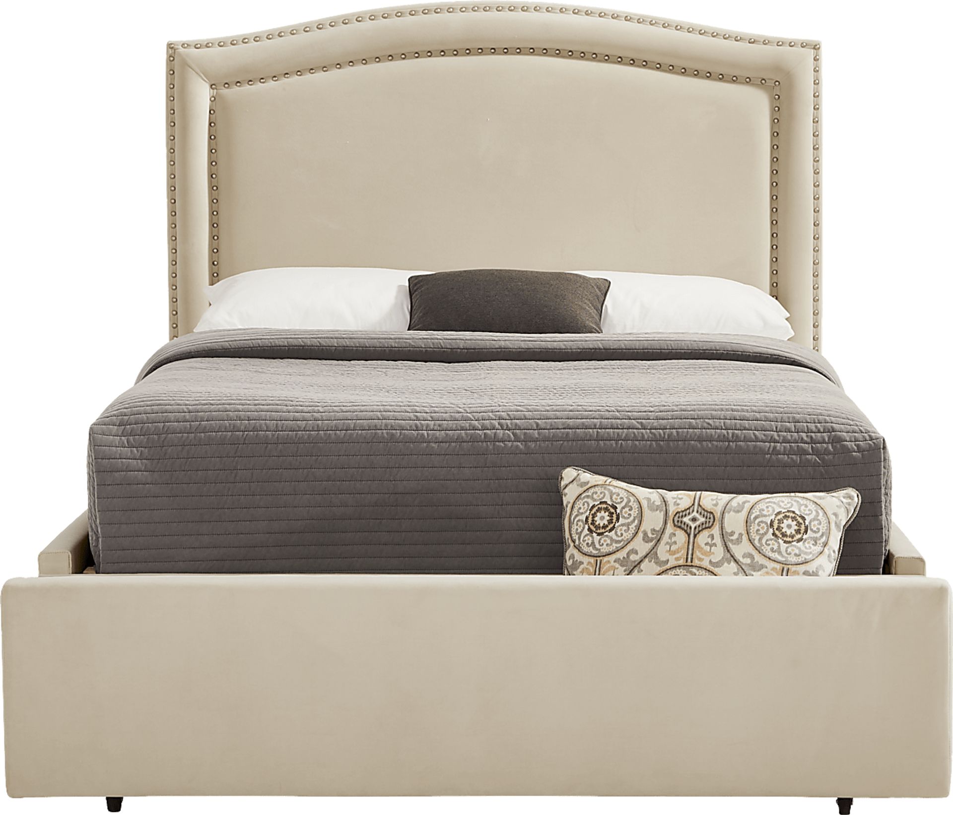 Loden II Cream 3 Pc King Upholstered Storage Bed - Image 1