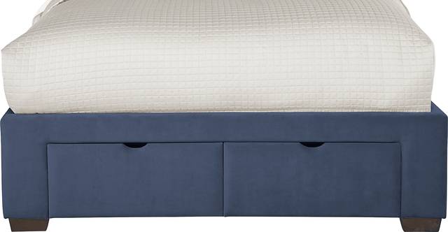 Loden Navy 3 Pc Queen Upholstered Bed with 2 Drawer Storage - Thumbnail - Image 3