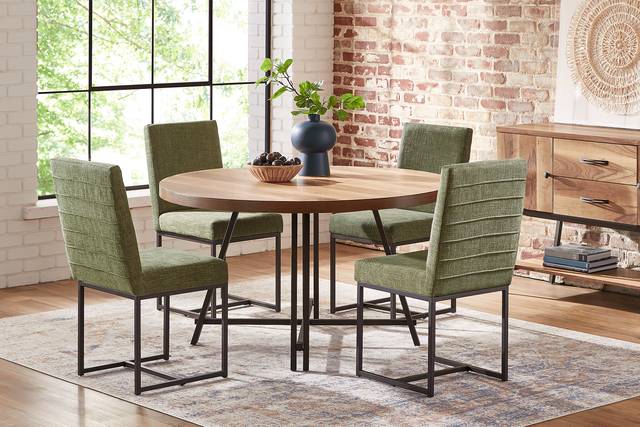 Loft Side Brown 5 Pc Round Dining Room with Avocado Chairs - Thumbnail - Image 1