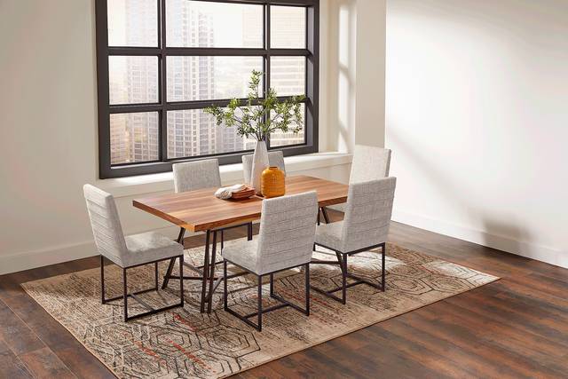 Loft Side Brown 7 Pc Dining Room with Gray Chairs - Thumbnail - Image 1