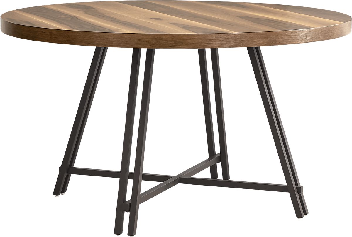 Loft Side Brown Dark Wood Round Dining Table 