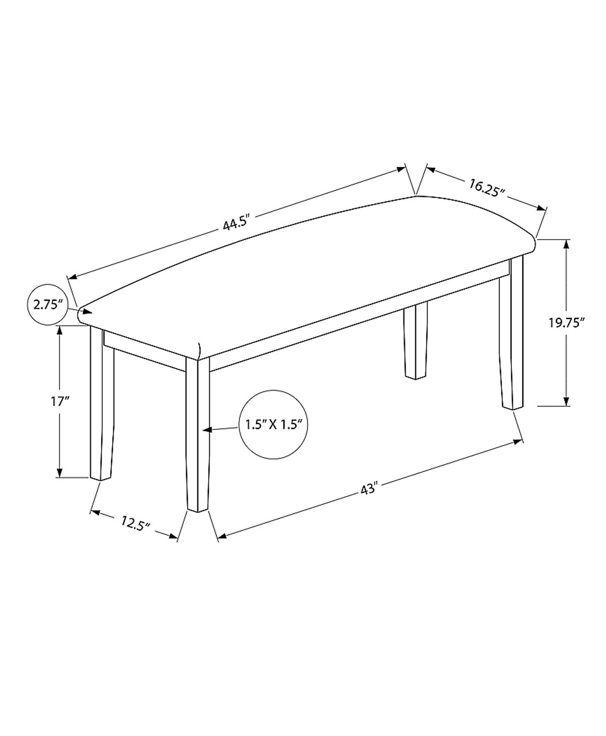 Loftin Brown Dark Wood Polyester Fabric Dining Bench | Rooms to Go