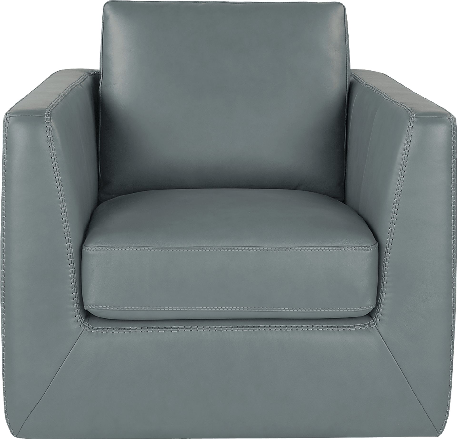 Logano Blue Leather Swivel Chair - Image 2