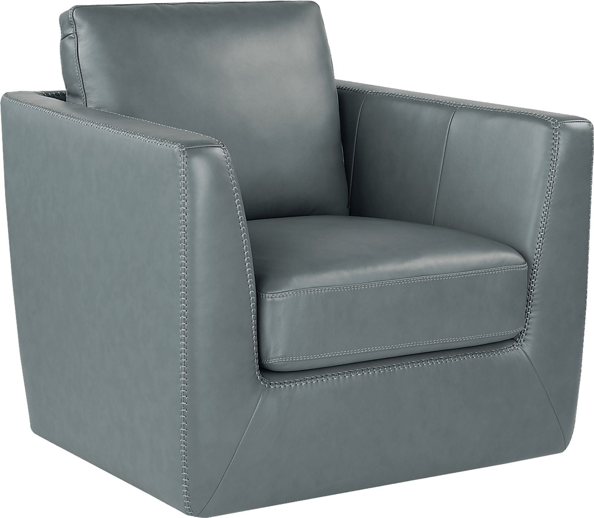 Logano Blue Leather Swivel Chair - Image 1