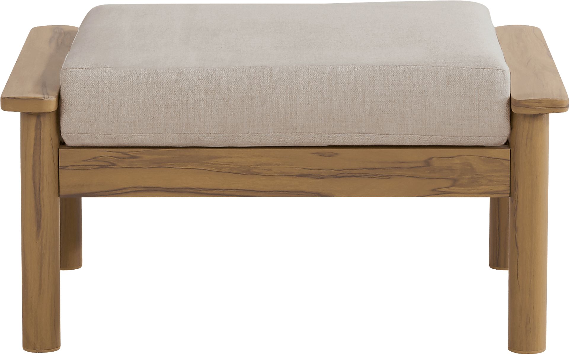 Logen Natural Outdoor Ottoman with Beige Cushion - Image 2