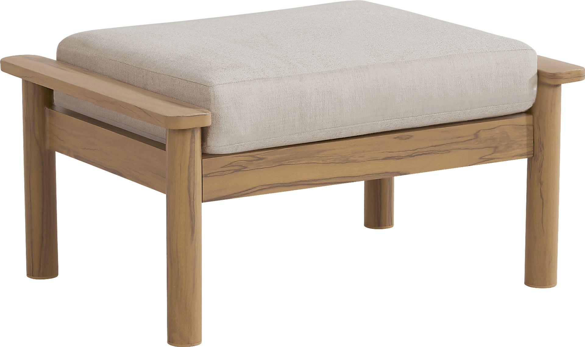 Logen Natural Outdoor Ottoman with Beige Cushion - Image 1