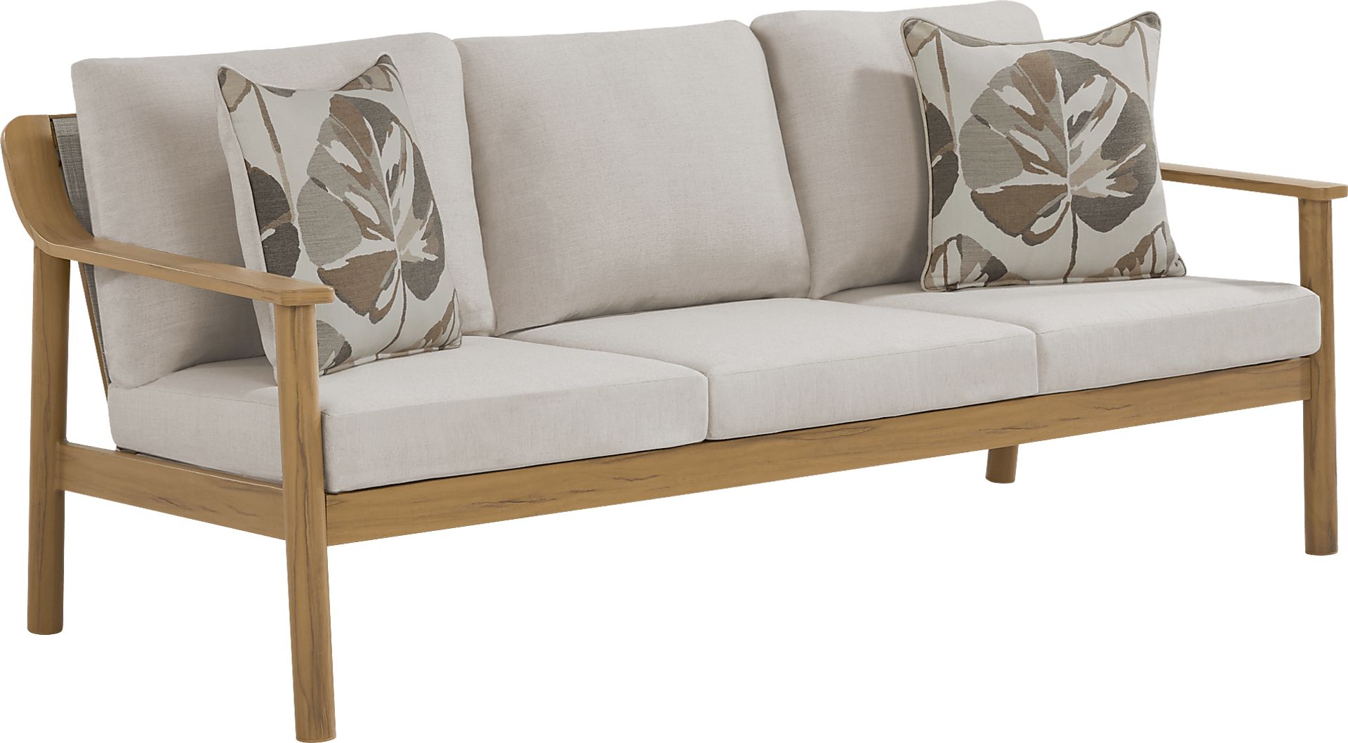 Logen Natural 4 Pc Outdoor Fire Pit Seating Set with Beige Cushions - Image 4