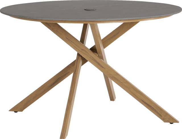 Logen Natural Round Outdoor Dining Table - Thumbnail - Image 1