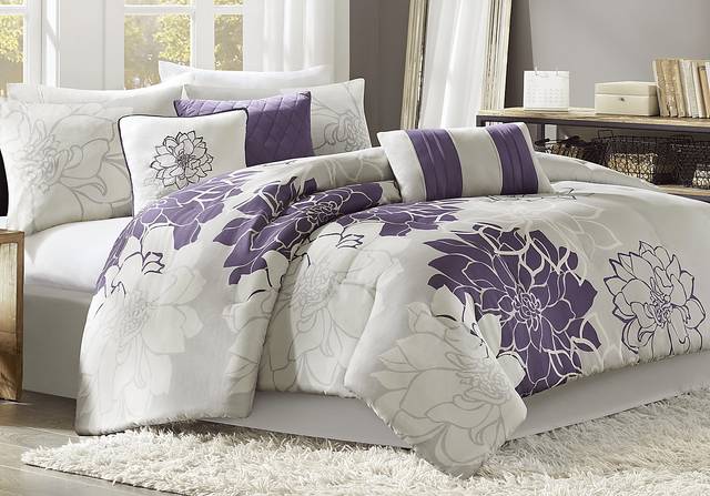 Lola Gray/Purple 7 Pc King Comforter Set - Thumbnail - Image 1